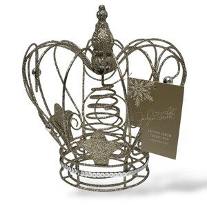 Glitter Crown Christmas Tree Topper by Jaclyn Smith Gold Holiday Decor